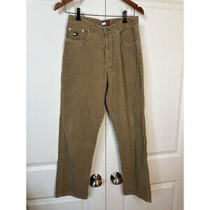 Y2K Tommy Hilfiger Corduroy Pants Womens‎ 6 Brown Patch Logo